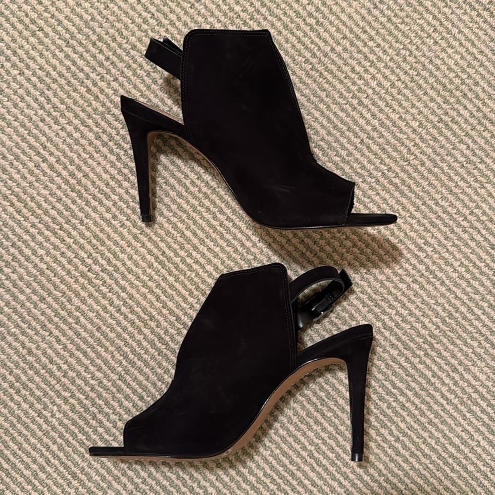 Vince Camuto black suede booties.